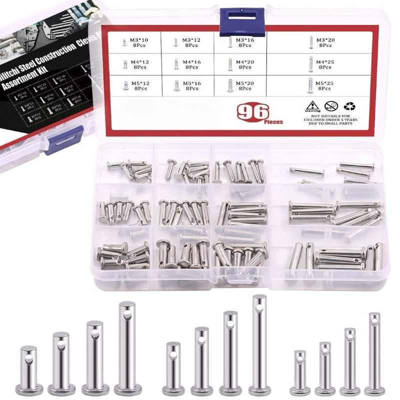 Head Pin Assorted - 96pcs 304 Stainless Steel Metric Hole