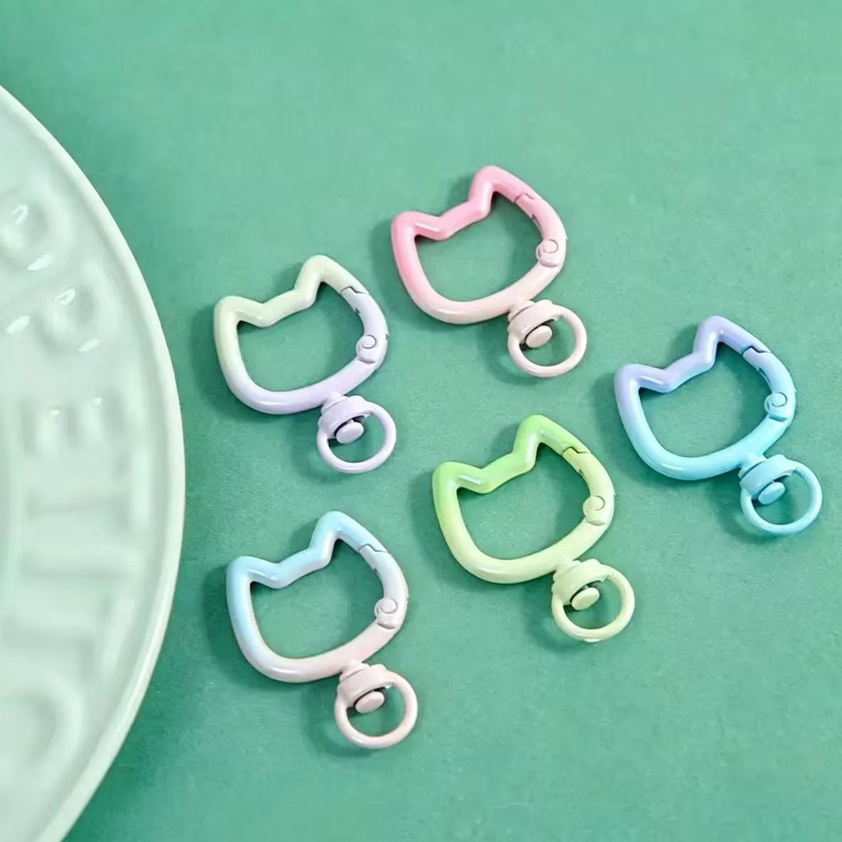 Jewelry Making Factory - 5-10PCS Gradient Cute Cat Clasp Openable