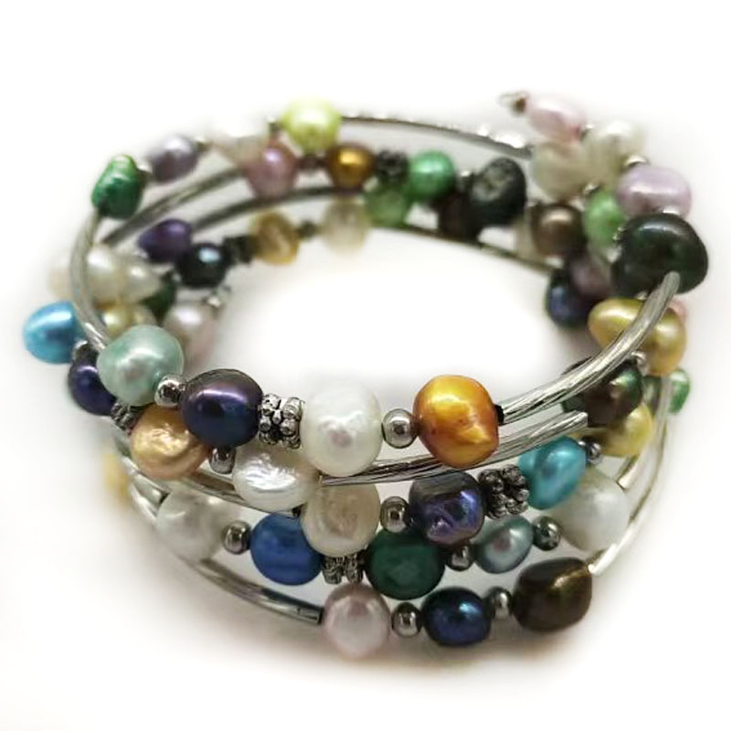 33 inches 7-8mm Rainbow Natura - Memory Wire Bracelet 评论和价格