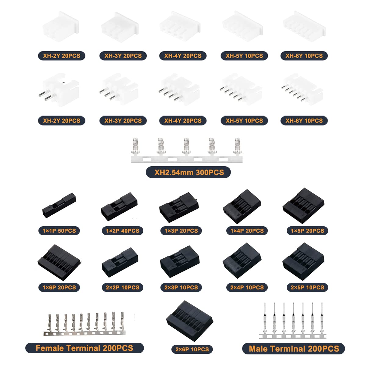 1080PCS Dupont/JST-XH Terminal - Head Pin Assorted 评论和价格