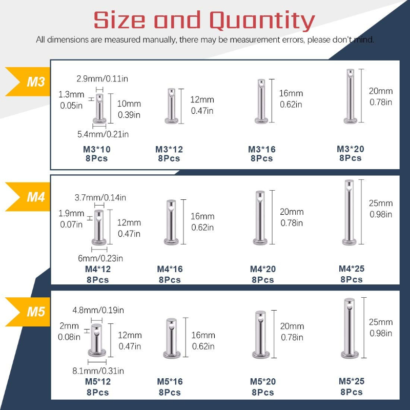 96pcs 304 Stainless Steel Metr - Head Pin Assorted 评论和价格