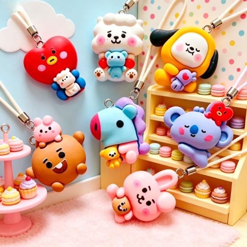 7pcs BT21 Resin Cartoon Charm  - Jewelry Making Parts 评论和价格