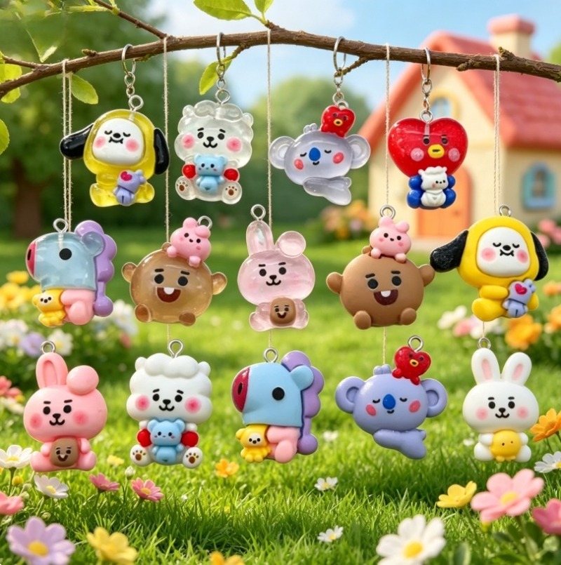 7pcs BT21 Resin Cartoon Charm  - Jewelry Making Parts 评论和价格