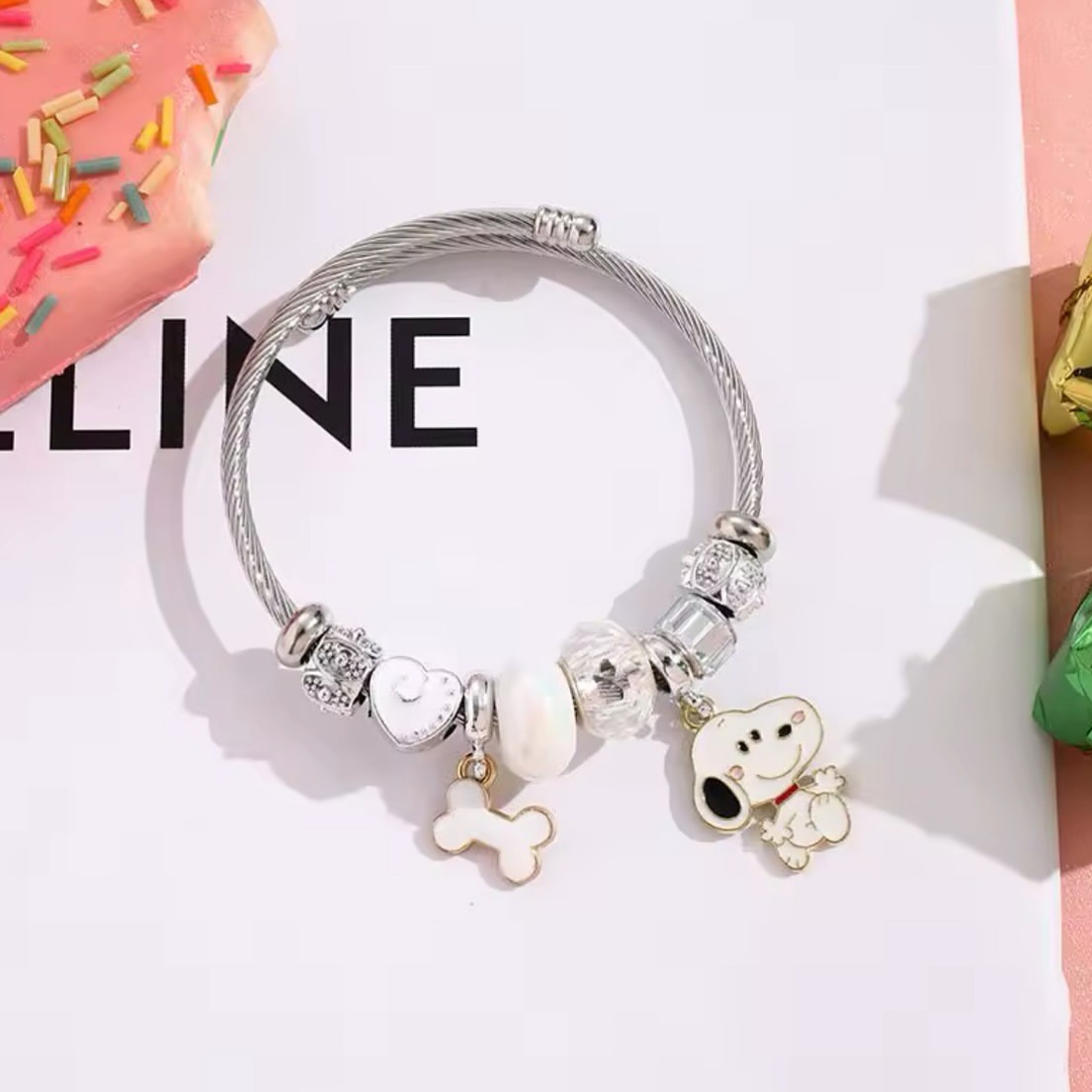 Cute Cartoon Snoopy Bone Heart - Jewelry Making Parts 评论和价格