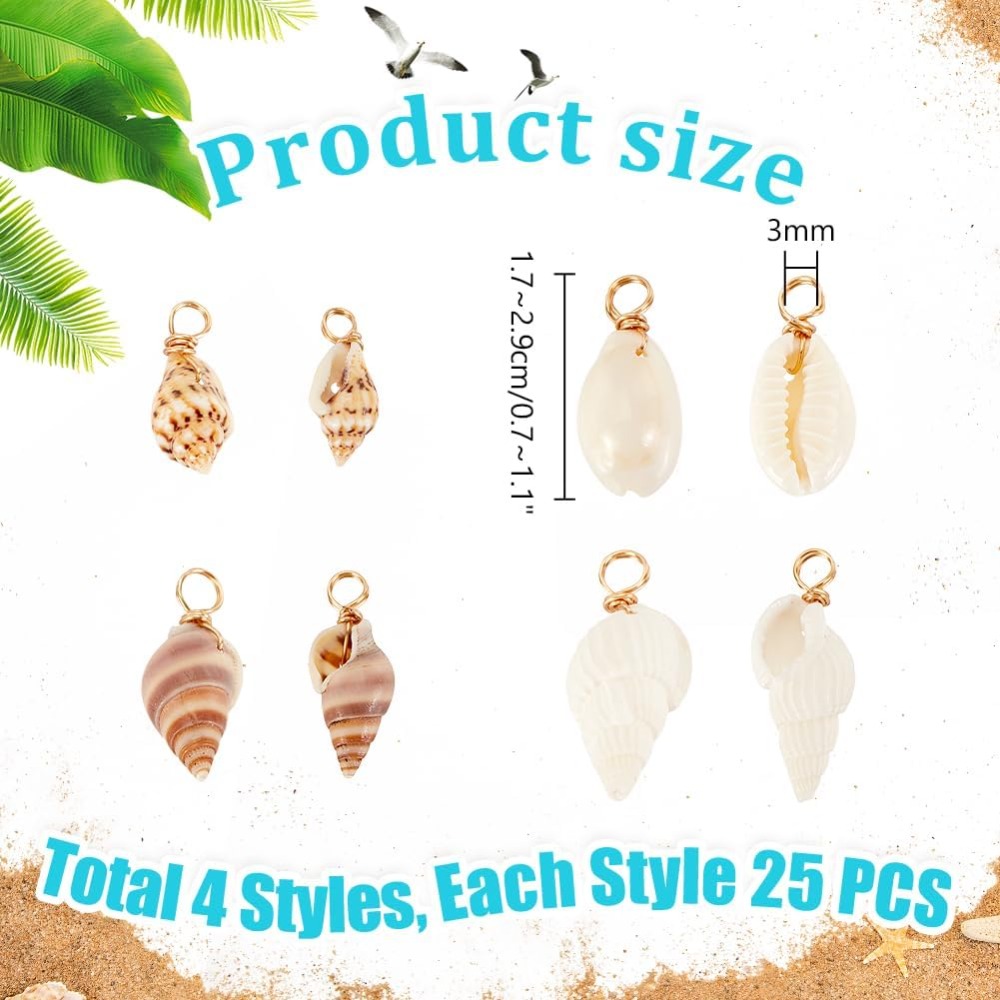 100pcs 4 Styles Natural Shell  - Jewelry Making Tutorials 评论和价格