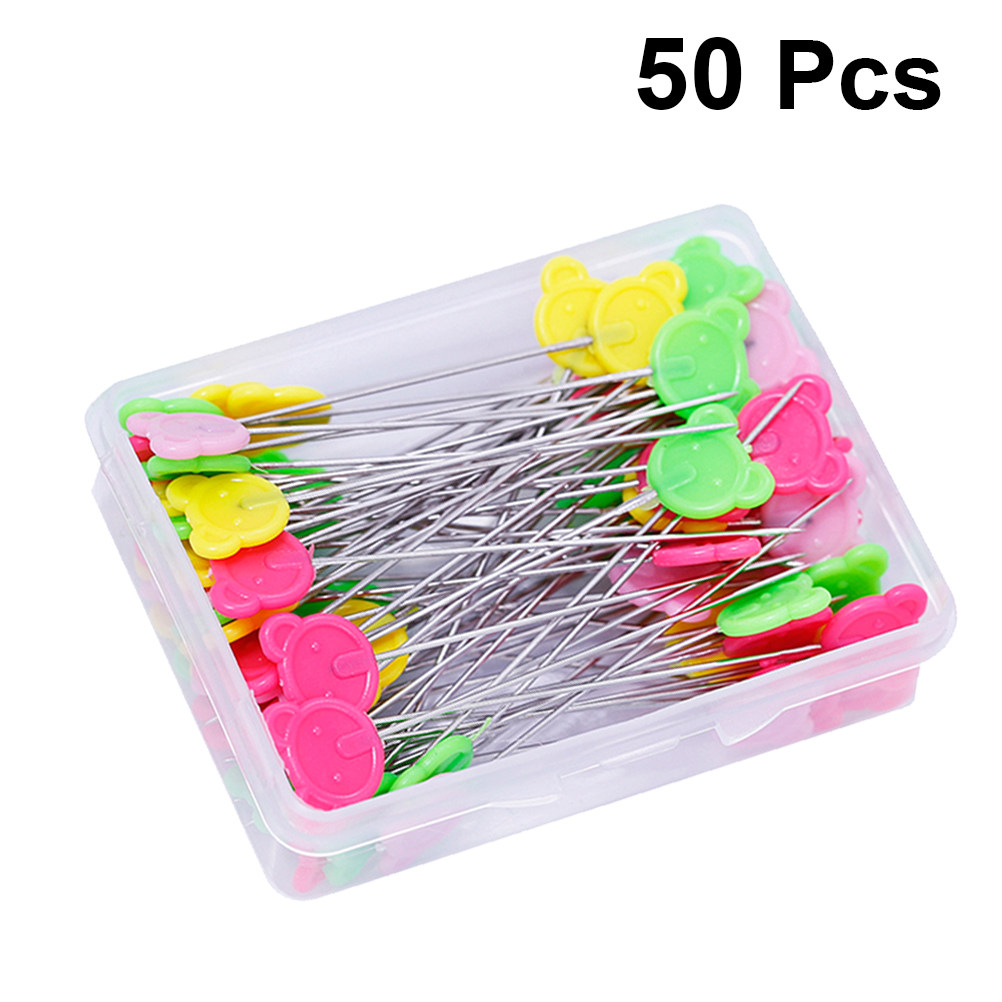 50Pcs Assorted Color Flat Bear - Head Pin Assorted 评论和价格