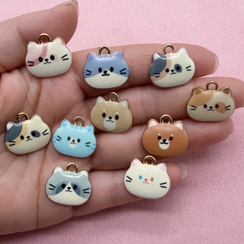 12pcs Printed Cat Head Alloy D - Jewelry Making Factory 评论和价格